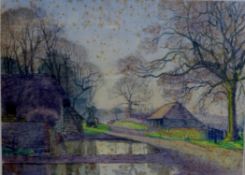 Allan Gwynne-Jones (1892-1982)watercolour and pencil,Study for `Spring evening, Froxfield`,inscribed