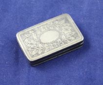 A George III silver vinaigrette, with engraved foliate decoration and vacant cartouche, Joseph