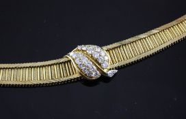 A lady`s 1960`s 18ct gold and diamond Kutchinsky manual wind bracelet cocktail watch, the