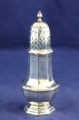 A late Victorian silver sugar caster, of octagonal baluster form, Thomas Bradbury & Sons, London,