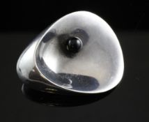 A 1960`s Georg Jensen sterling silver and onyx brooch designed by Nanna & Jorgen Ditzel, design