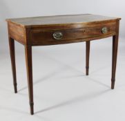 A 19th century mahogany and rosewood crossbanded bow fronted gentleman`s dressing table, with single