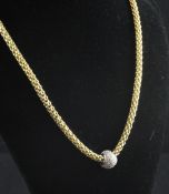 A modern Italian 18ct two colour gold and diamond necklace, by Fope, with circular link chain and