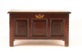 A GEORGE II OAK SMALL COFFER, CIRCA 1750’s, WELSH, of triple fielded panel form, with wooden