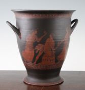 A large Wedgwood Grecian revival encaustic black basalt Krater vase, late 18th century, decorated