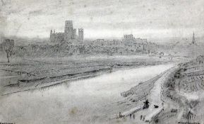 Albert Goodwin (1845-1932)black ink and pencil,`Durham`,signed and inscribed `Drawn April 1868`,6.75