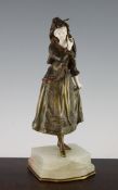 Rene-Paul Marquet (1875-1939). A bronze and ivory figure of a Spanish lady, on onyx base, 12.75in.