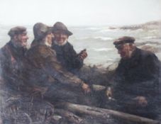 William Macdonald (1883-1960)oil on canvas,Lobster men on the shore,signed,40 x 50in.