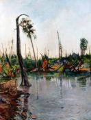 Alvaro Guevara (1894–1951)oil on canvas,`The Flooded Camp` c.1923,Colnaghi & Co Exhibition label
