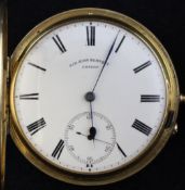 A late Victorian 18ct gold keyless lever hunter pocket watch by Sir John Bennett, with Roman dial