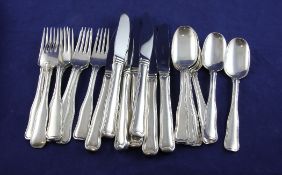 A part canteen of Georg Jensen sterling silver Old Danish pattern cutlery, comprising seven each