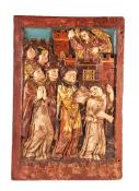 A LARGE CARVED LIMEWOOD, POLYCHROME AND GILT DECORATED PANEL, 16TH CENTURY, PROBABLY ITALIAN/SOUTH