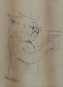 Louis Wain (1860-1939)pen and ink,`Purely Tee Total`,signed,9.5 x 7in.