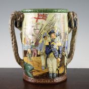 A Royal Doulton Nelson pottery twin handled loving cup, limited edition no.243/500, printed marks,