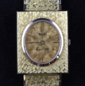 A lady`s early 1960`s 18ct two colour gold Piaget manual wind dress wrist watch retailed by