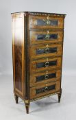 A 19th century Dutch kingwood and satinwood tall chest, of six drawers, with chinoiserie lacquer