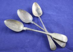 A George III silver Old English pattern basting spoon, with engraved monogram, John Lambe, London,