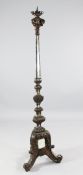 A 19th century Italian carved giltwood torchere, with inset mirror panels, on tripartite base, H.5ft