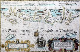 William Kipcoloured engraving,Map of the Coast of Sussex, 1583,12.75 x 20in.