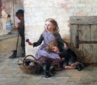 Alice Havers (Mrs Frederick Morgan) (1850-1890)oil on canvas,`Tis a very good world`,signed, with