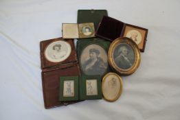 A collection of Clarke-Jervoise family photographs and miniatures, including examples in gilt tooled