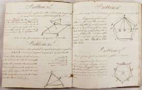 CARMERDINE, H.H. - A MANUSCRIPT EXERCISE BOOK OF GEOMETRY, with a printed `Arithetical Table`