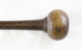 A 19th century South African Zulu rhinoceros horn knobkerrie, the tapering handle with flattened