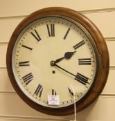 A Victorian mahogany wall timepiece, with painted Roman dial and single fusee movement, 14.5in.