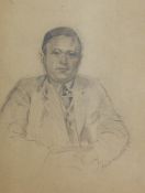 Sergei Vasilievich Chekhonin (1878-1936)pencil and chalk,Portrait of a seated gentleman,signed and