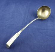 An early 19th century Portuguese silver fiddle pattern soup ladle by Antonio Firmo da Costa, with