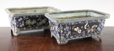 A pair of Chinese cloisonne enamel rectangular planters, late 19th / early 20th century, each