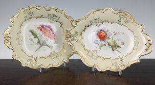 An English porcelain twenty three piece part dessert service, possibly Ridgway c.1830, each piece