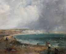 Follower of James Webboil on canvas,Sandown Bay, Isle of Wight,bears signature and dated 1853,25.5 x