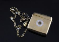 A George V gold vesta case, enamelled with the emblem of the Scot`s Guards, 1.75in, together with