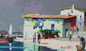 Cecil Rochfort D`Oyly John (1906-1993)oil on canvas board,Mediterranean fishing village,signed,8 x