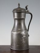 A SCOTTISH PEWTER TAPPIT HEN MEASURE, 18TH CENTURY, engraved with the initials IKHH, with internal