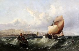 Edwin Hayes (1820-1904)oil on canvas,Shipping in a squall off Dover,signed,20 x 30in.