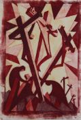 § Sybil Andrews (1898-1993)linocut printed in colours,Golgotha, (CSA 15)signed and numbered 12, 1931