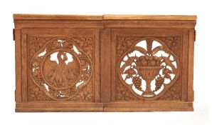 A PAIR OF VICTORIAN CARVED OAK DOUBLE SIDED ALTAR GATES, 3RD QUARTER 19TH CENTURY, both pierced