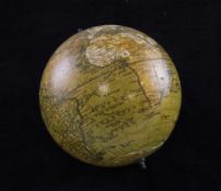 A 19th century Smith`s terrestrial globe, 4in. diam., no stand