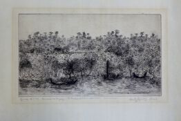 Anthony Gross RA (1905-1984)etching,Naaf River, Arakan,inscribed in pencil, signed and dated 1946,