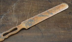 A Chinese bamboo page turner, late 19th / early 20th century, with incised decoration of an immortal