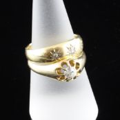 An early 20th century 18ct gold claw set solitaire diamond ring, size Q, together with an 18ct