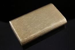 A mid 1960`s textured 18ct gold cigarette case by Kutchinsky, of rounded rectangular form, with