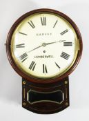 A Regency rosewood drop dial wall timepiece, with painted Roman dial, brass strung case and single