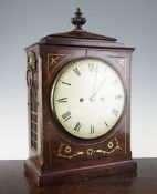 A Regency brass inset mahogany bracket clock, with painted Roman dial signed Burbank & Atkins,