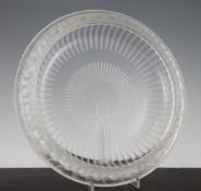 A Lalique Marguerites pattern circular bowl, post war, engraved mark `Lalique, France`, 14in.