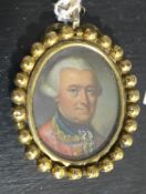 18th century English Schooloil on copper,Miniature of a gentleman,1.5 x 1.25in.