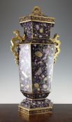 A large Mason`s Ironstone enamelled hall vase and cover, c.1815-20, of hexagonal baluster form,