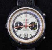 A gentleman`s early 1970`s stainless steel Heuer Montreal Automatic Chronograph wrist watch, with